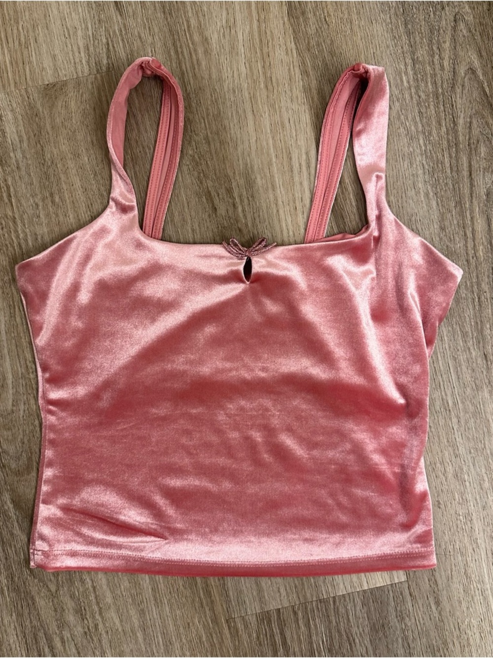 Pink Velvet Tank Top with Bow Accent SzXXS